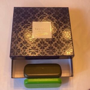 One KateSpade New York  Floral Sparkle Gift Box One Green &Black Eye Glass Case.